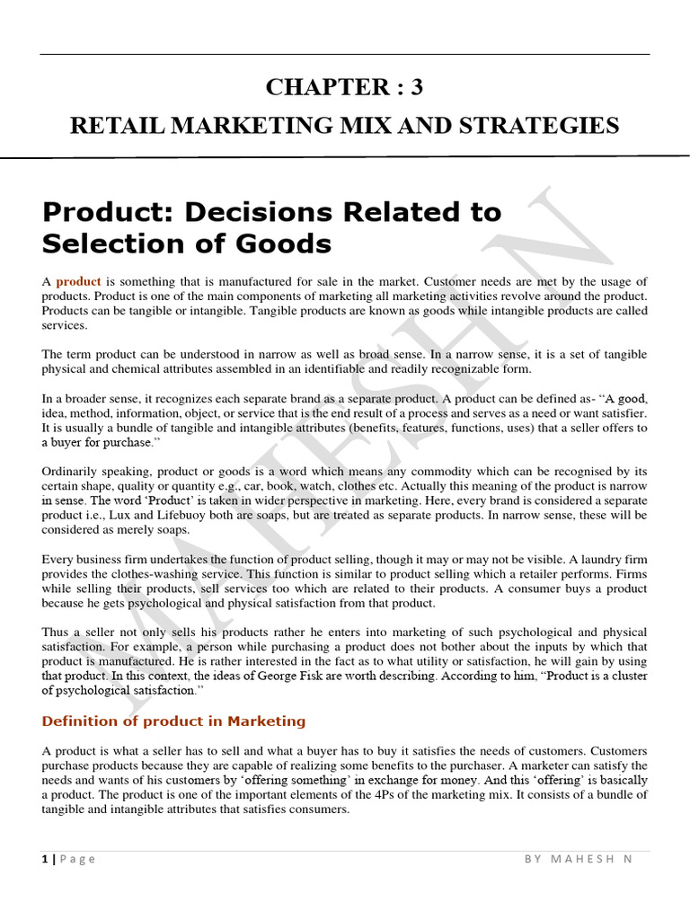BU RETAIL MANAGEMENT Chapter 3 | PDF | Pricing | Financial Markets