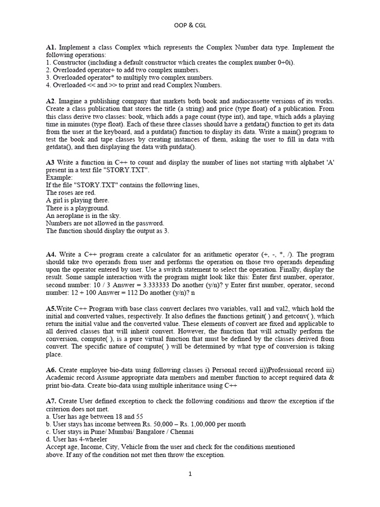 Oop cgl practical questions pdf c constructor object oriented