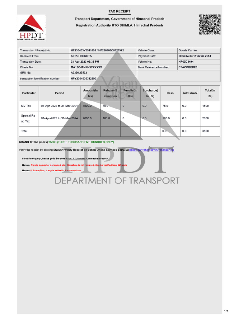 Form old veh receipt report pdf receipt government finances