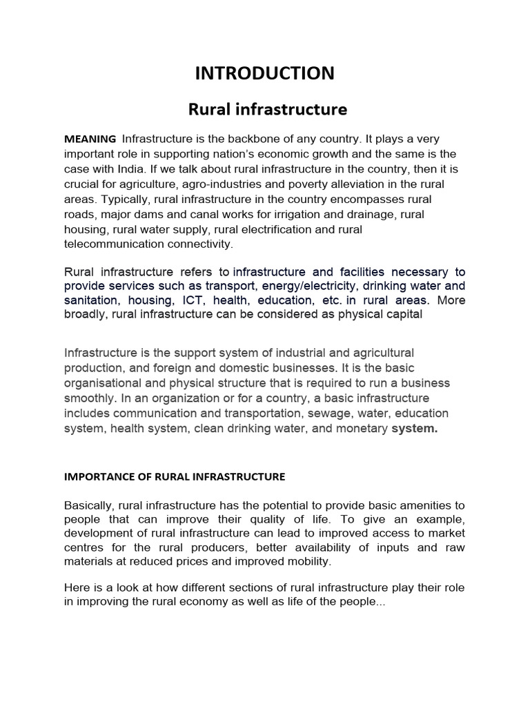 Importance of Rural Infrastructure in India | PDF | Infrastructure ...