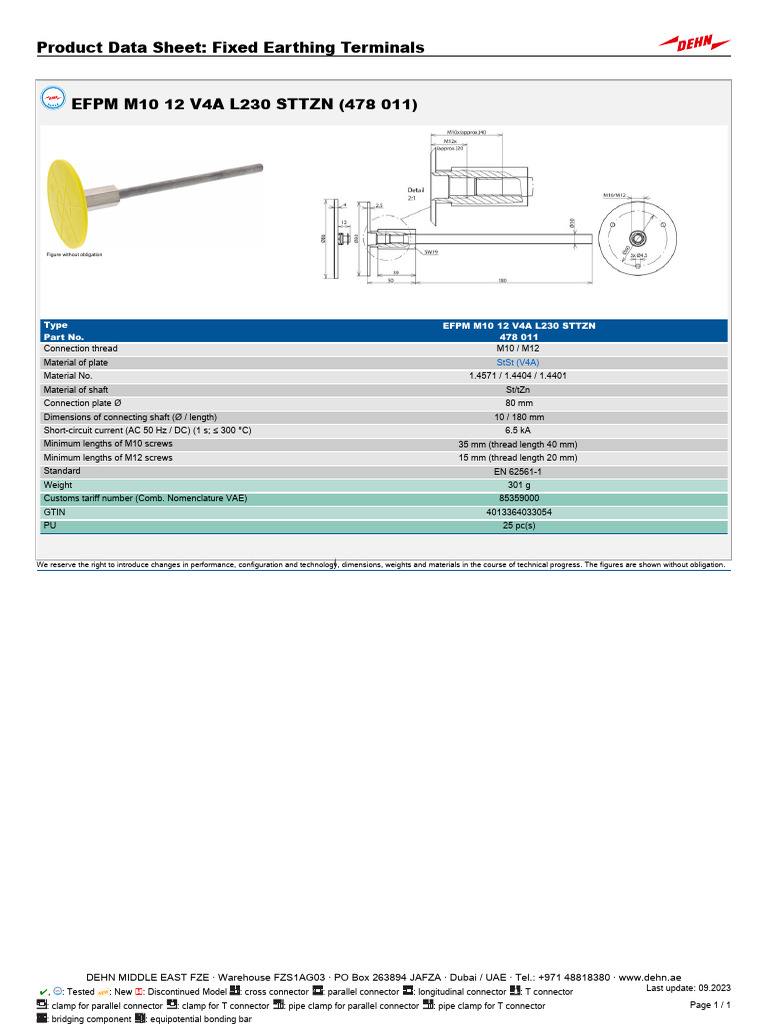 Fixed Earthing Terminals Data Sheet | PDF | Manufactured Goods ...