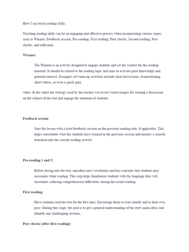 Effective Strategies for Teaching Reading Skills | PDF | Reading ...