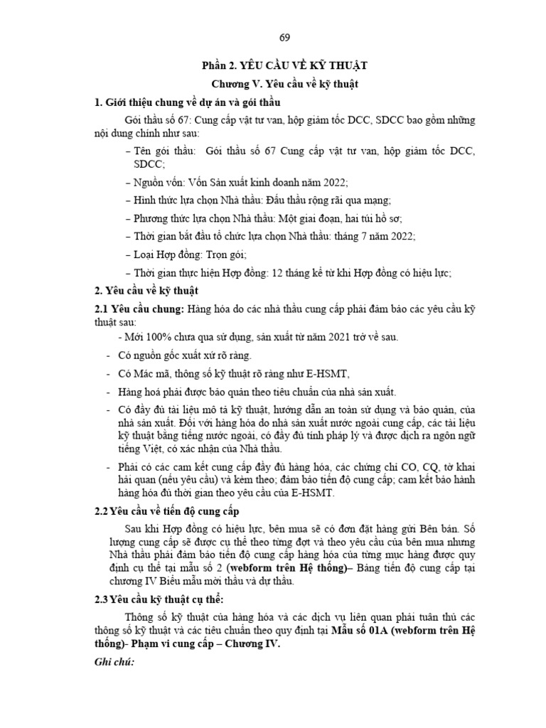 Chuong V Yeu Cau Ky Thuat | PDF
