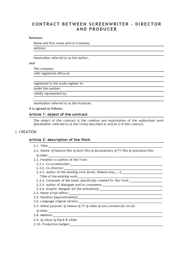 Contract Screenwriter Director Producer | PDF | Royalty Payment | License