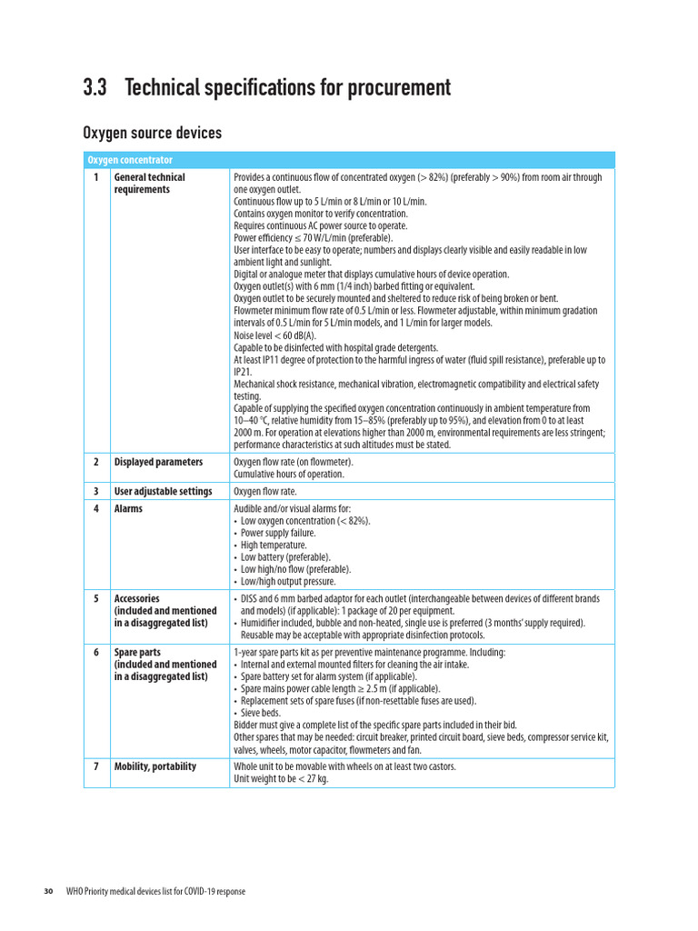 WHO Guidelines for Oxygen Concentrators | PDF | Flow Measurement ...