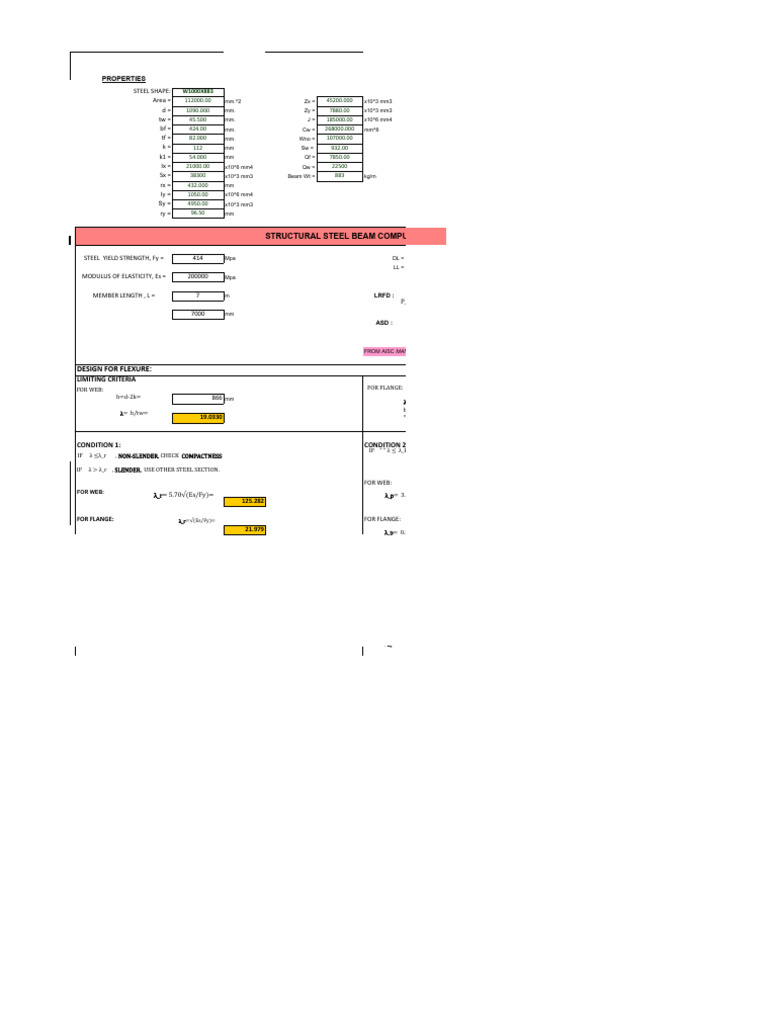 BEAMS　DESIGN 160〜170 Solved The design calculations for a steel beam have | Chegg.com