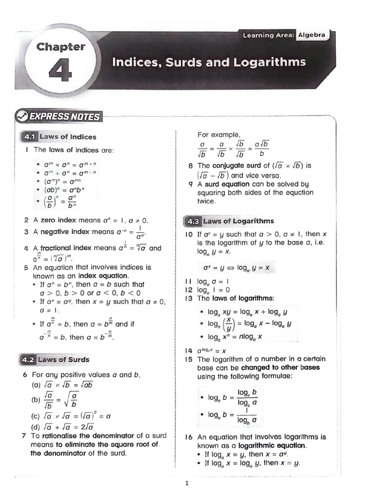 Add maths f4 chapter 4 indices surds logarithms pdf