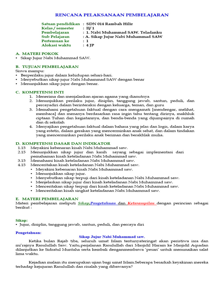 RPP PAI Kelas 2 Semester 1 2023 | PDF | Karier & Perkembangan