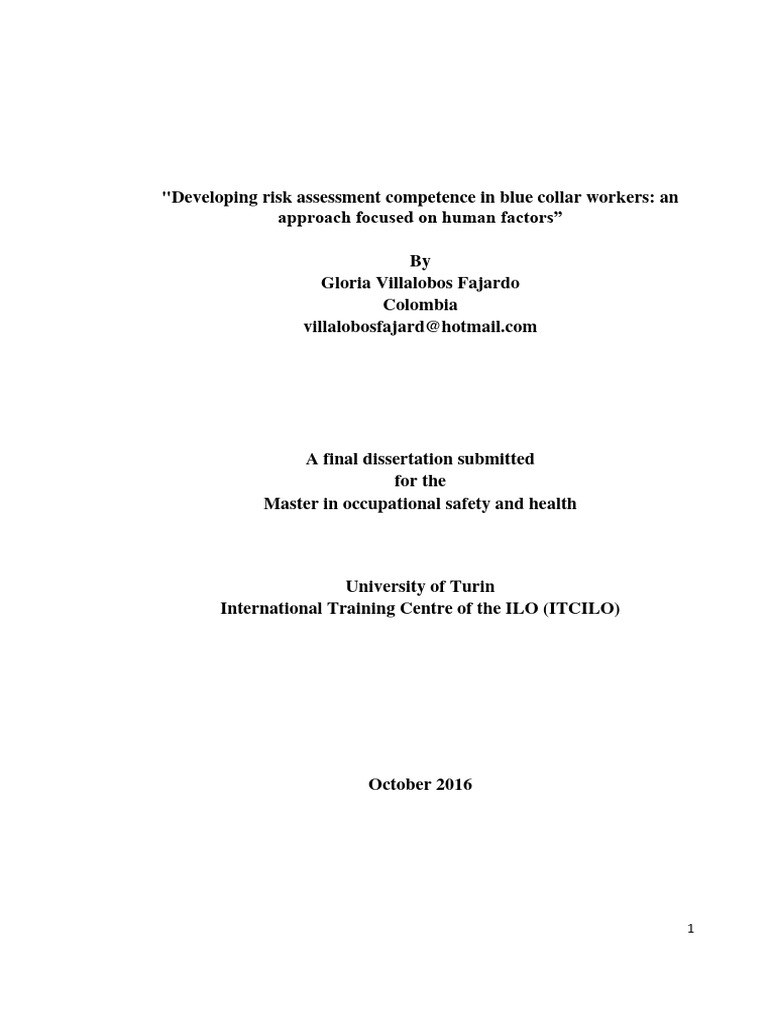 Example Dissertation 1 Risk Assesment | PDF | Risk | Occupational ...