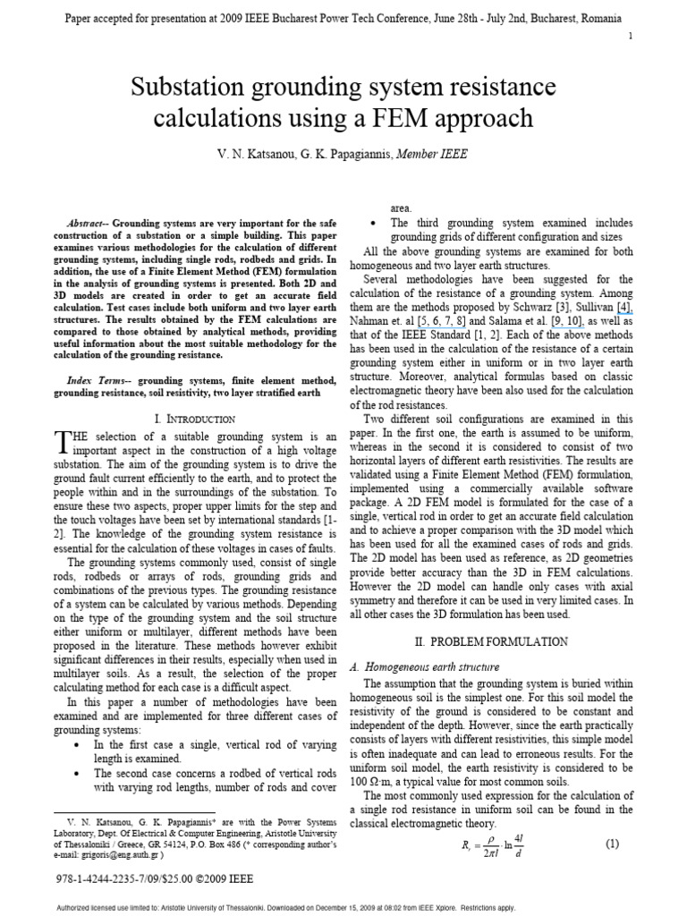 Grounding System Resistance Analysis | PDF | Finite Element Method ...
