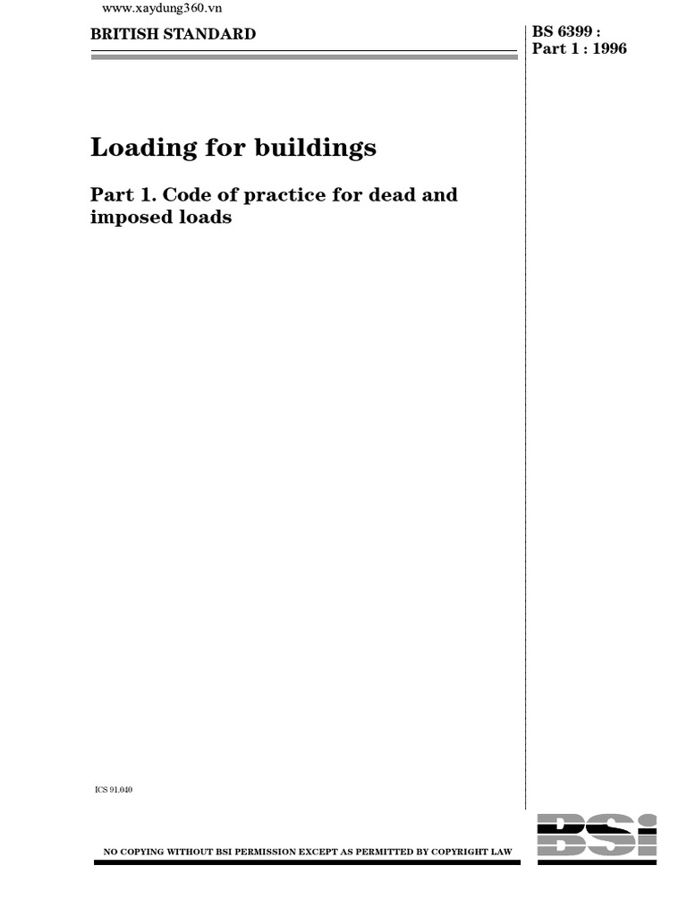 BS6399 1996 Part1 Dead and Imposed Loads | PDF