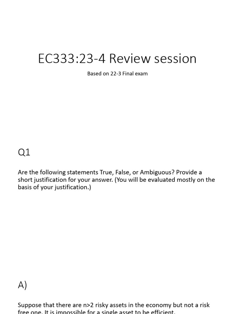 EC333 Review Session 23-24 | PDF | Put Option | Option (Finance)