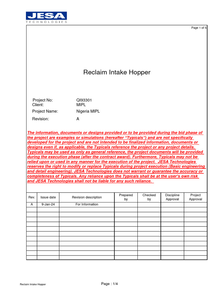 Reclaim Intake Hopper | PDF