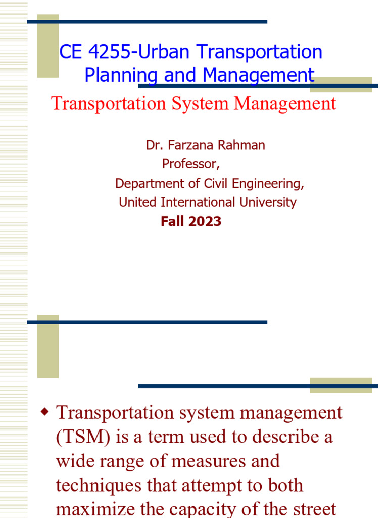 Urban Transportation System Management | PDF | Parking | Public Transport