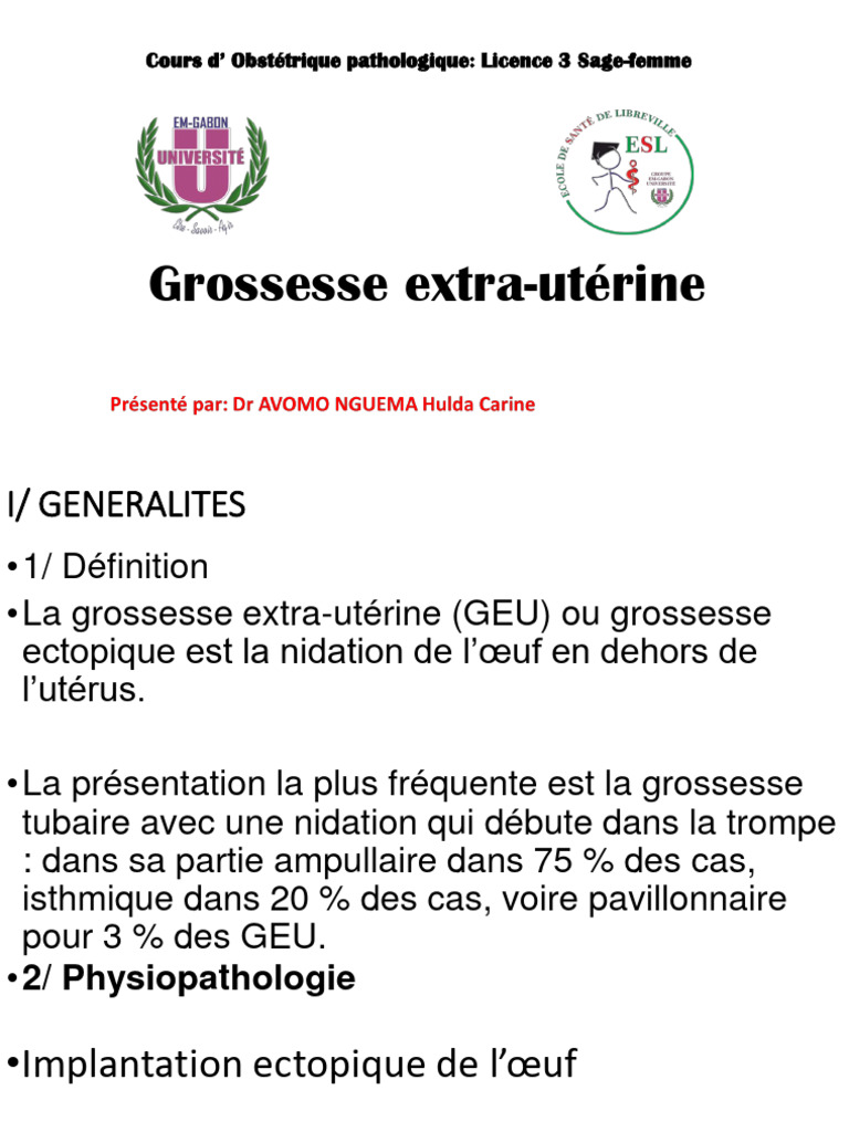 Comprendre la Grossesse ExtraUtérine PDF Spécialités médicales — free download