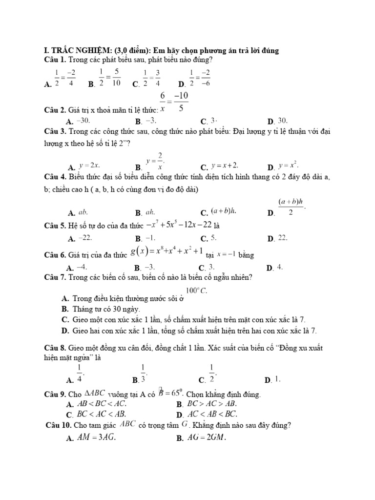 Toan 7. de 3 | PDF