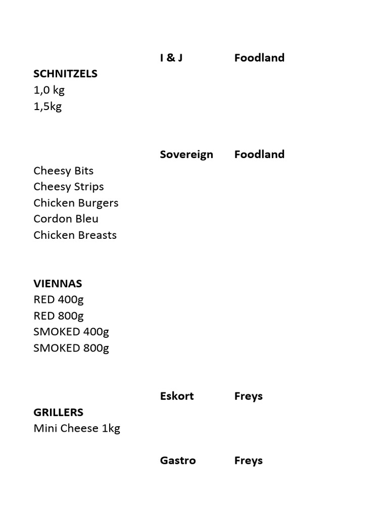 A La Dairy Price List PDF