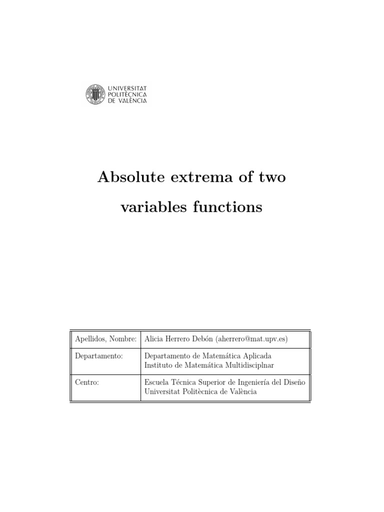 Herrero - Absolute Extrema of Two Variables Function | PDF ...