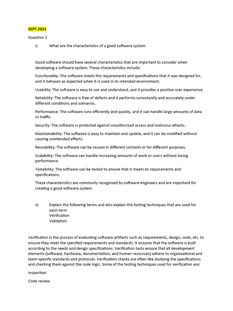 Key Characteristics of Good Software Systems | PDF | Software Testing ...