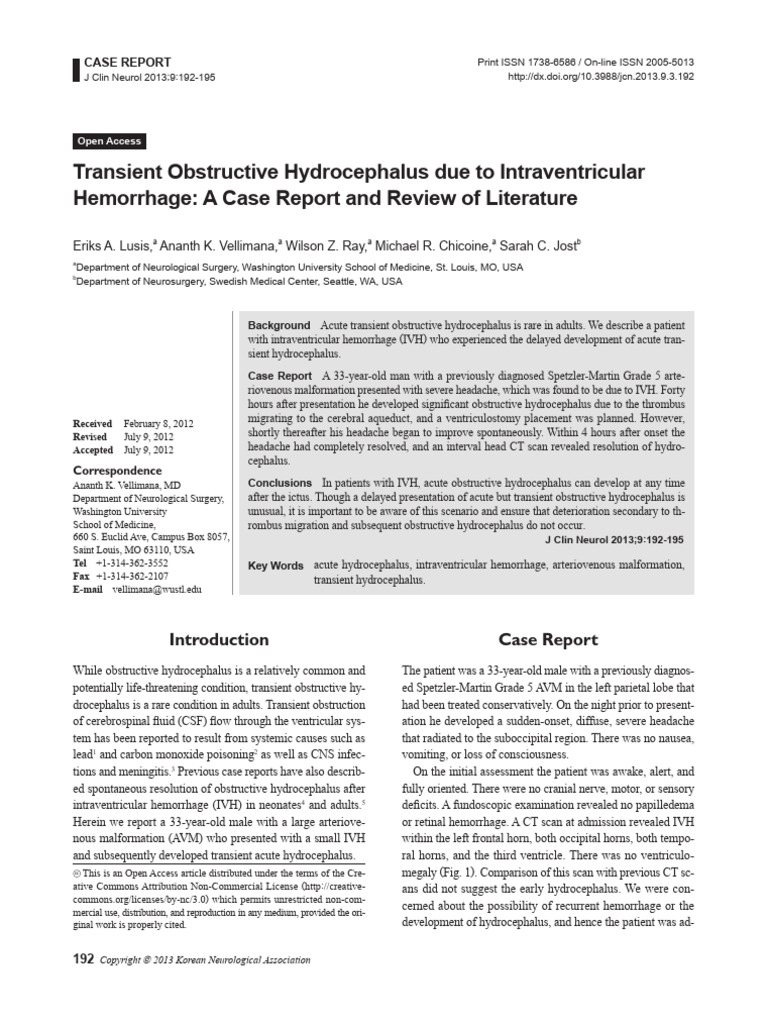 JCN 9 192 | PDF | Cerebrospinal Fluid | Neurological Disorders