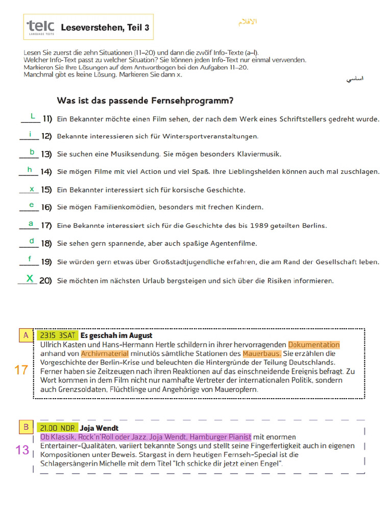 3-Lesenverstehen Telc B2 - Teil 3 | PDF