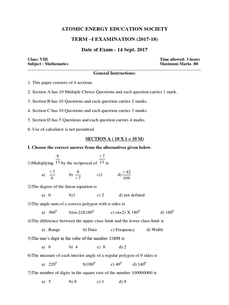 Class 8 maths qp pdf mathematics elementary mathematics