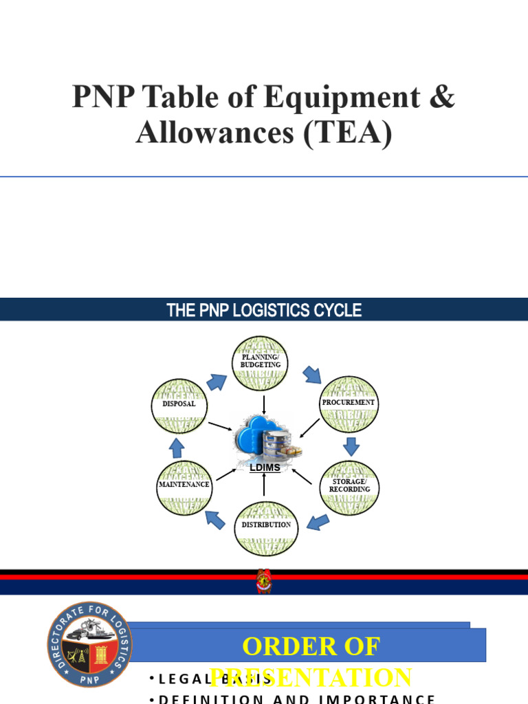 PNP Table of Equipment & Allowances Guide | PDF | Procurement | Transport