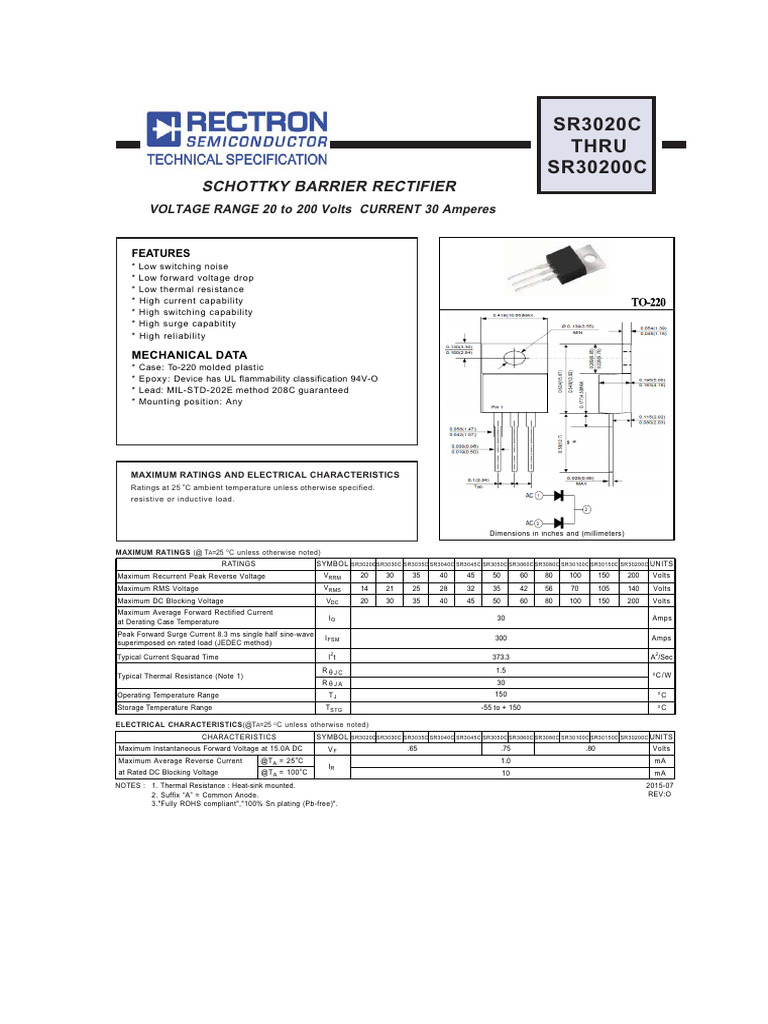 SR3040C | PDF | Rectifier | Voltage