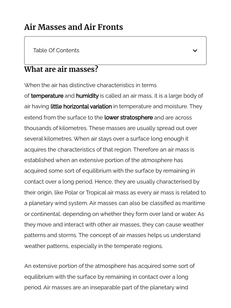Air Masses and Air Fronts - Mapping Around | PDF | Cyclone | Precipitation