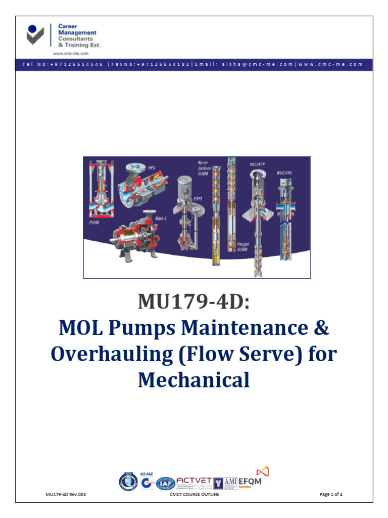 MOL Pumps Maintenance Training Course | PDF | Pump | Troubleshooting