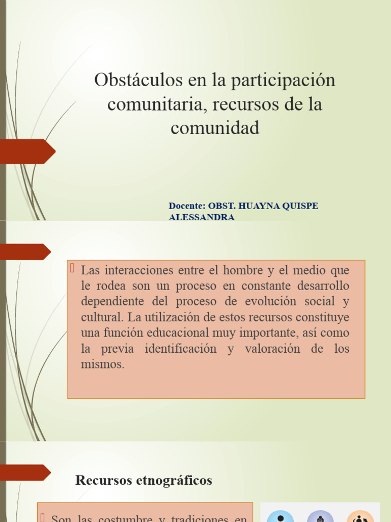 5 Obstáculos en La Participación Comunitaria, Recursos de La Comunidad ...