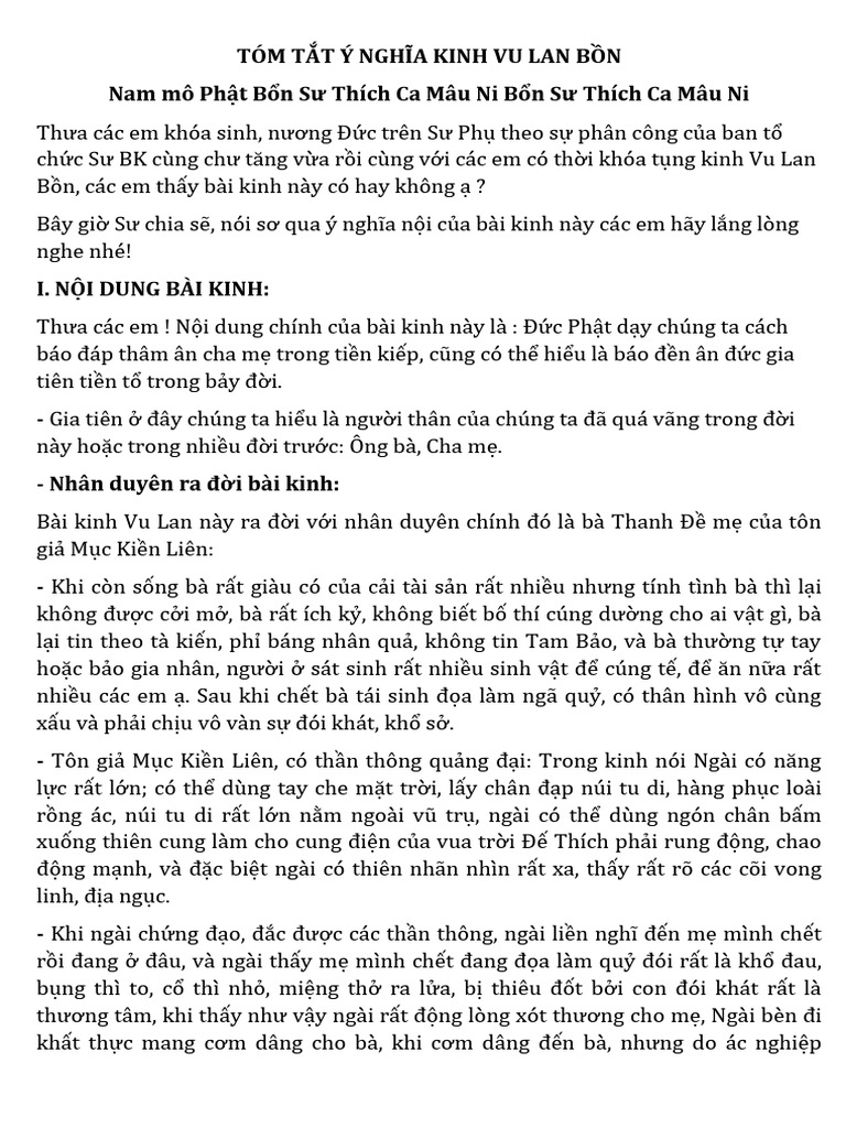 CHIA SẼ KINH VU LAN BỒN | PDF