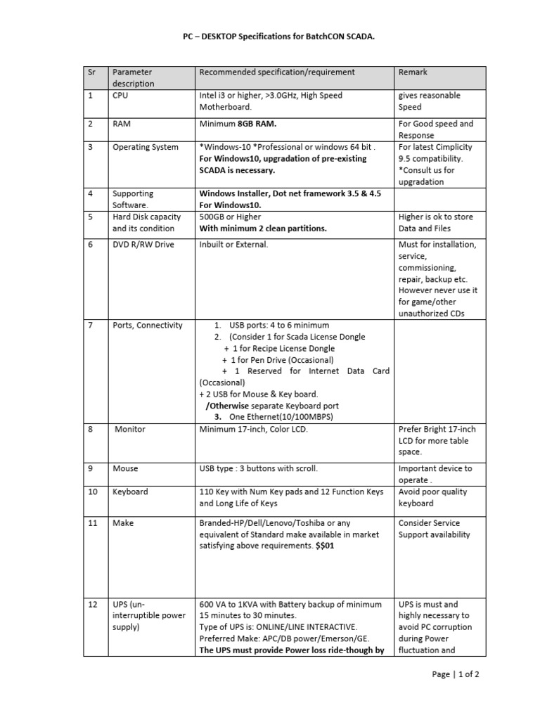 Desktop specifications 1 pdf personal computers windows 10