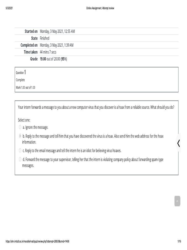 Online Assignment - Attempt Review | PDF