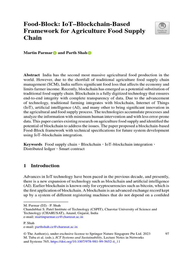 IoT-Blockchain Framework for Food Supply | PDF | Internet Of Things ...