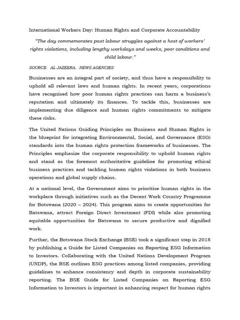 International Workers Day - Human Rights and Corporate Accountability ...