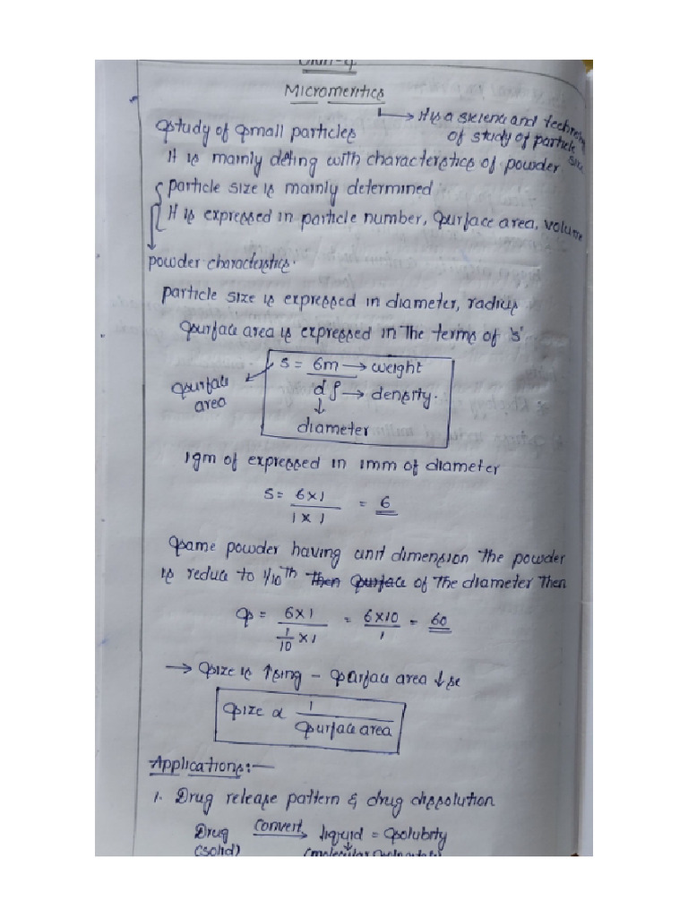 Micromeritics Hand Written Notes | PDF