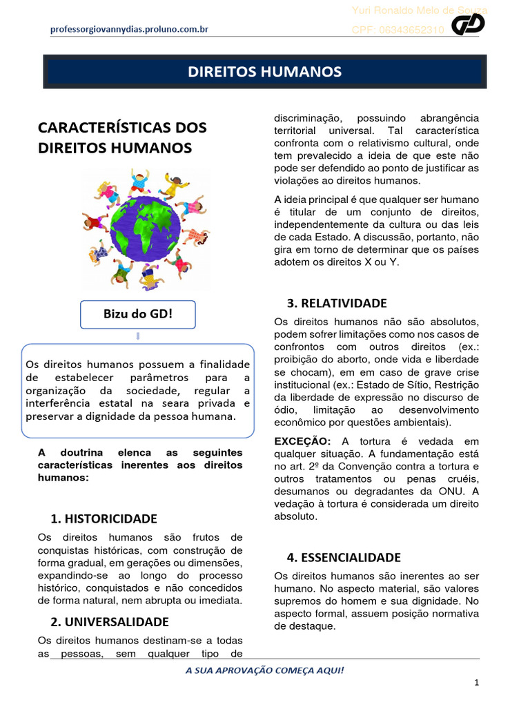 Características e Dimensões dos Direitos Humanos | PDF | Direitos ...