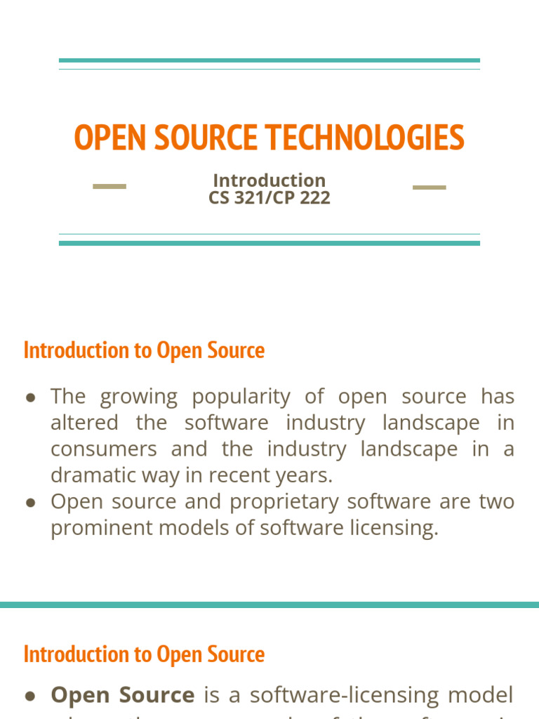CP 222 Lecture 1 2 Open Source | PDF | Free Software | Open Source