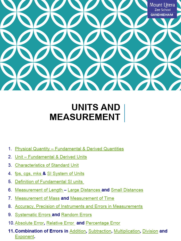 Units and Measurement Fundamentals | PDF | International System Of ...
