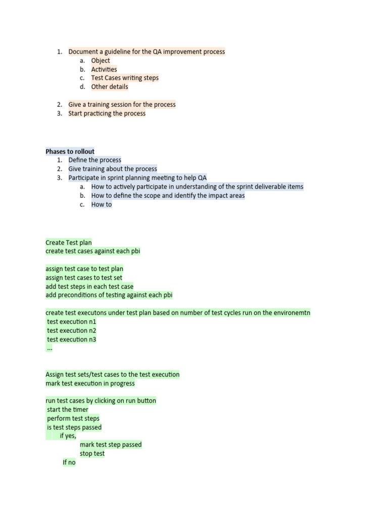 Document A Guideline For The Qa Improvement Process Pdf Scrum