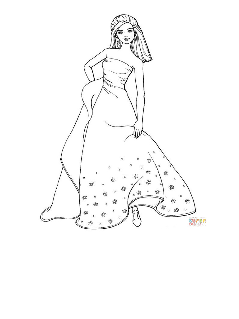 Beautiful Barbie Coloring Page - Free Printable Coloring Pages | PDF