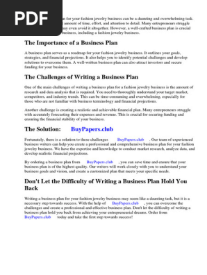Fashion Jewelry Business Plan