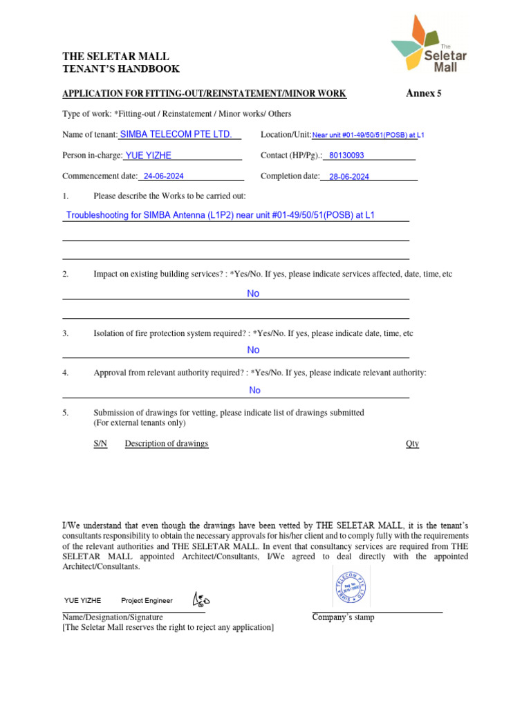 1.PTW (Permit To Work) - Signed | PDF