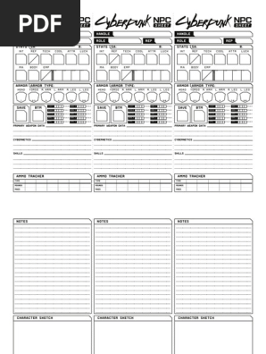 Cyberpunk+NPC+Sheet+ +Notes+&+Sketch+B&W
