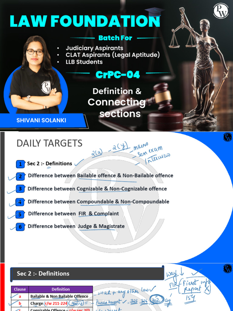 CrPC Definitions and Key Differences | PDF | Bail | Crime & Violence