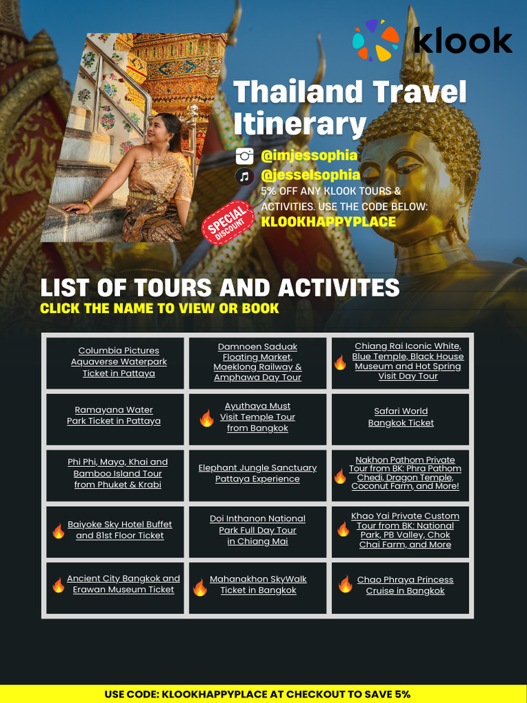 Thailand Itinerary Tips And Deals Pdf Bangkok Thailand