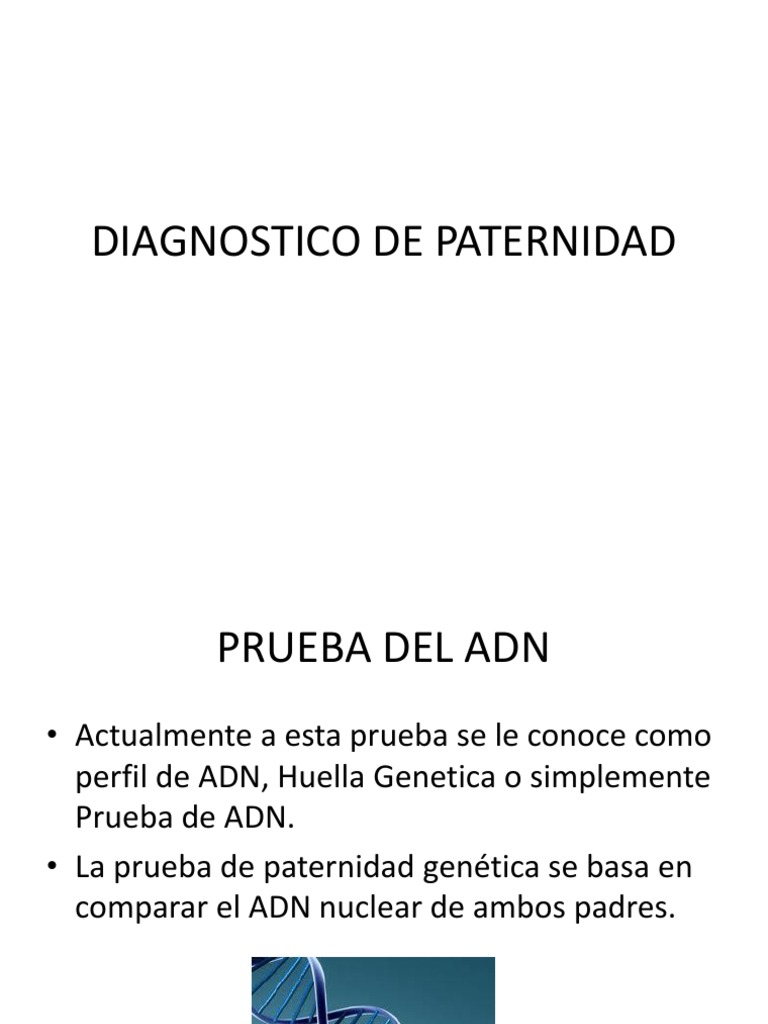 Diagnostico De Paternidad Pdf Prueba Genética Adn