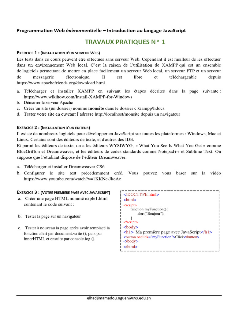 Introduction à JavaScript et XAMPP | PDF | JavaScript | Internet