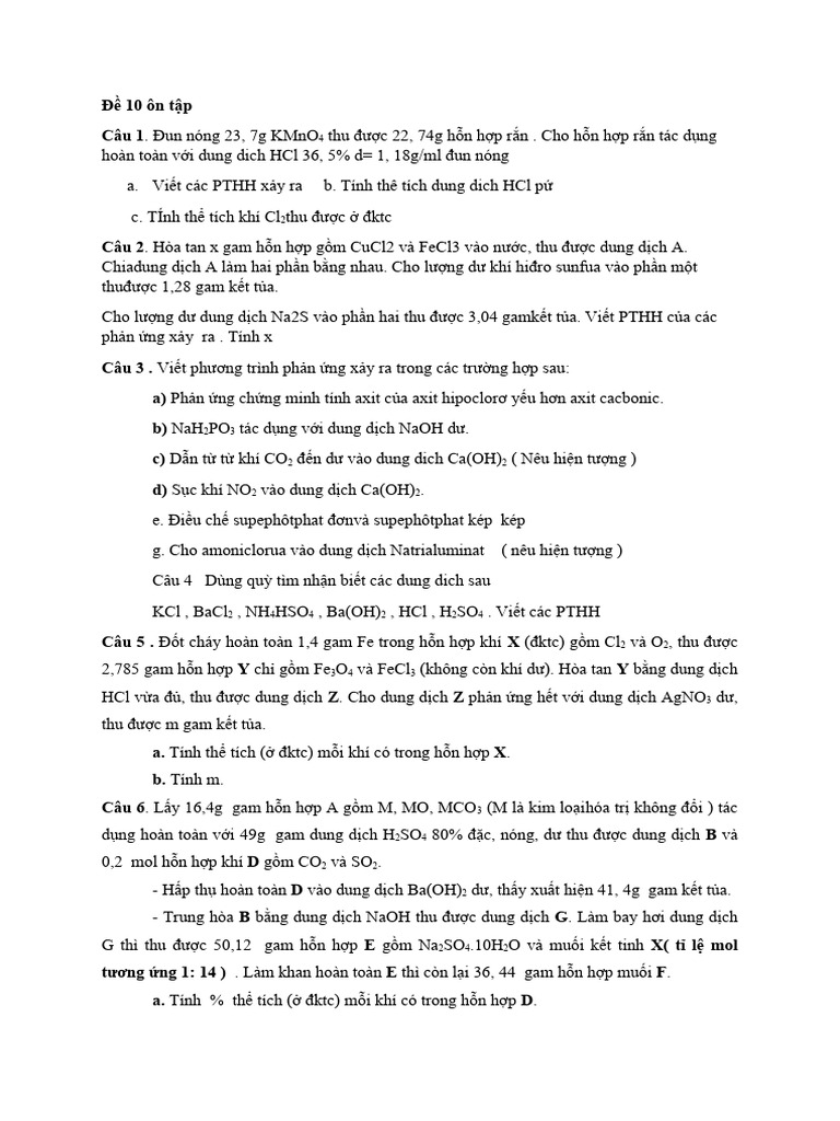 De 10 On Tap Lop 9 | PDF